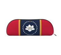 PUYhgb Mississippi State Flag Print Semicircle Pouch, Zipper Storage Bag, Portable Pencil Cosmetic Organizer for Work