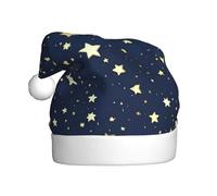PUYhgb Navy Blue Sky And Star Print Adult Santa Hat, Holiday Accessory, Xmas Hat For Holiday Parties, Stage Performances