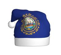 PUYhgb New Hampshire State Flag Print Adult Santa Hat, Holiday Accessory, Xmas Hat For Holiday Parties, Stage Performances
