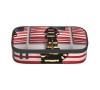 PUYhgb Red Stripe Firefighter USA Flag Print Multi Functional Large Capacity Pencil Case for Easy Stationery Storage