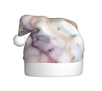 PUYhgb Red White Marble Pattern Print Adult Santa Hat, Holiday Accessory, Xmas Hat For Holiday Parties, Stage Performances