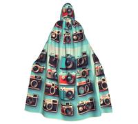 PUYhgb Retro Cool Camera Collection Print Halloween Cloak, Carnival Cape For Theme Parties, Haunted Houses And Cosplay