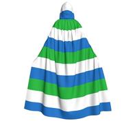 PUYhgb Sierra Leone Flag Print Adult Halloween Hooded Cloak, Hood & Bow Tie, For Cosplay/Trick-Or-Treat