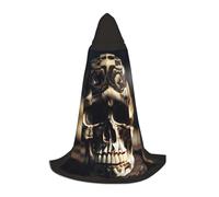 PUYhgb Skull Rock Roll Skeleton Bone Print Unisex Hooded Cape, Thoughtful Present For Halloween/Cosplay Lovers/Theme Parties
