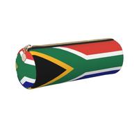 PUYhgb South African Flag Print Cylindrical Pen Pouch,Smooth Zipper Stationery Bag,Portable Storage Case