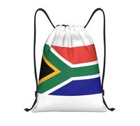 PUYhgb South African Flag Print Foldable Drawstring Backpack, Gym Bag For Workout,Travel, Yoga & Daily Use