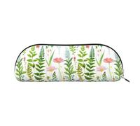 PUYhgb Springtime Herb Garden Print Semicircle Pouch, Zipper Storage Bag, Portable Pencil Cosmetic Organizer for Work