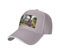 PUYhgb Steam Little Train Print Unisex Structured Baseball Cap, All-Season Outdoor Cap, Adjustable Breathable Hat Gray