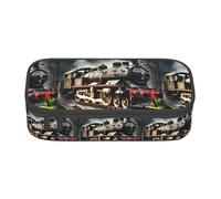 PUYhgb Steam Locomotive Train Print Multi Functional Large Capacity Pencil Case for Easy Stationery Storage