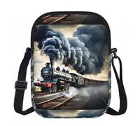 PUYhgb Steam Train Clouds Print Zipper Crossbody Purse,Shoulder Bag,Casual Sling Bag With Adjustable Strap For Daily Use