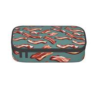 PUYhgb Streaky Bacon Pattern Print Multi Functional Large Capacity Pencil Case for Easy Stationery Storage