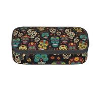 PUYhgb Sugar and Skulls Print Multi Functional Large Capacity Pencil Case for Easy Stationery Storage