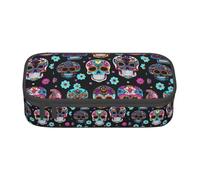 PUYhgb Sugar Skull Print Multi Functional Large Capacity Pencil Case for Easy Stationery Storage