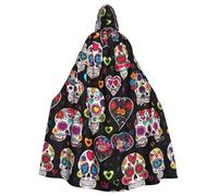 PUYhgb Sugar Skulls Print Halloween Cloak, Carnival Cape For Theme Parties, Haunted Houses And Cosplay