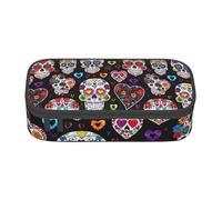 PUYhgb Sugar Skulls Print Multi Functional Large Capacity Pencil Case for Easy Stationery Storage