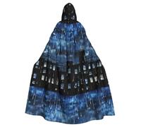 PUYhgb The Blue Binary Print Halloween Cloak, Carnival Cape For Theme Parties, Haunted Houses And Cosplay