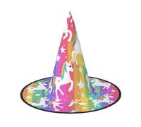 PUYhgb Unicorns On Stripes Halloween Witch Hat,Holiday Role-play Hat | Halloween Witch Hat Cosplay Accessory For Halloween, Carnival, Masquerade