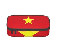 PUYhgb Vietnamese Flag Print Multi Functional Large Capacity Pencil Case for Easy Stationery Storage