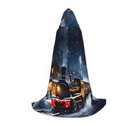 PUYhgb Winter Christmas Snow Night Railway Train Print Unisex Hooded Cape, Thoughtful Present For Halloween/Cosplay Lovers/Theme Parties