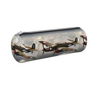 PUYhgb World War 2 Aircraft Airplane 2-Standard-Scale-2_00x Print Cylindrical Pen Pouch,Smooth Zipper Stationery Bag,Portable Storage Case