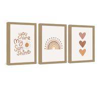 PUYIQARE You Are My Sunshine Canvas Wall Art Nursery Art Print Heart Nursery Wall Art Boho Wall Art Prints for Girls Room Decor Boho Sunshine Nursery Decor for Baby Kids Room Decor Polystyrene Frame