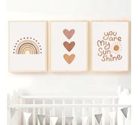 PUYIQARE You Are My Sunshine Canvas Wall Art Nursery Art Print Heart Rainbow Nursery Wall Art Boho Wall Art Prints For Girls Room Decor Boho Sunshine Nursery Decor for Baby Kids Room Decor Unframed