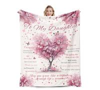 PUYTG Best Daughter Birthday Gifts from Mom Dad, Christmas Valentines Graduation Presents Ideas for Daughters, Soft Cozy Flannel Custom Throw Blanke for Bed Sofa 60"X 50" (Giving Tree-daughter)