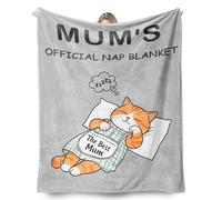 PUYTG Best Mum Ever Blanket - Cute Soft Flannel Throw 60“x50”- Funny Unique Gift for Mum from Daughter or Son - Ideal for Mother’s Day, Birthday, Christmas - Lightweight Cosy Napping & Travel Blanket