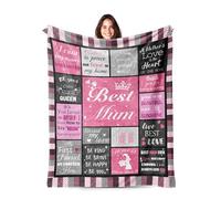 PUYTG Best Mum Ever Blanket - Gifts for Mum from Daughter Son, Mother's Day, Birthday, Christmas, Valentines, Anniversary - Soft Flannel Throw Blanket 60" x 50" for Women, Grandma, New Mums