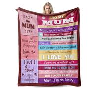PUYTG Gifts For Mum, Birthday, Christmas, Thanksgiving, Flannel Blanket Gift For Mum Stepmother Grandmother, Best Mum Ever Throw Blankets, 60"X50" (Red)