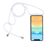 PuYu Zhe Crossbody Case Compatible for iPhone 11 Pro,Necklace Phone Cover,Clear Transparent TPU Silicone Shell with Adjustable Neck Cord Lanyard Strap-White silver