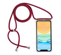 PuYu Zhe Crossbody Case Compatible for Samsung Galaxy S20 PLUS(6.7)(4G/5G),Necklace Phone Cover,Clear Transparent TPU Silicone Shell with Adjustable Neck Cord Lanyard Strap-Jujube Red