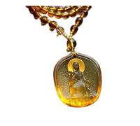PUYUNA 1Pcs Buddha Pendant Glass Bodhisattva Statue Necklace Amulet Blessed(#2 Yellow)