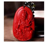 PUYUNA 1pcs Buddha Pendant Necklace, Cinnabar Lucky Amulet Statue Talisman, Natural Stone Chain Bead Pendants, Women/Men Transshipment Gift (Metal color : #3)(#4)
