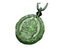 PUYUNA 1pcs Glass Buddha Statue Pendant, Bodhisattva Guanyin Necklace, Unisex(Green)