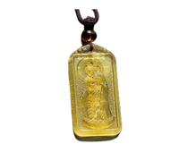 PUYUNA 1pcs Glass Buddha Statue Pendant, Connecting To Necklace, Unisex Square Plaque