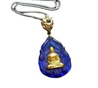 PUYUNA 1Pcs Glass Medicine Buddha Statue Necklace Amulet Pendant, Unisex