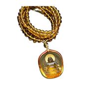 PUYUNA 1pcs Maitreya Buddha Glass Necklace, Smile Statue Pendant With 108 Bead Chain, Unisex