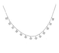 PUYUNA 925 Real Silver Short Necklace Drip Square Charm Link Boho Layer Choker For Valentines Delicate Dainty