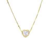 PUYUNA 925 Sterling Silver Bezel Stone Necklace Dazzle Solitaire Cubic Zirconia Delicate Dainty Box Jewelry(Gold)