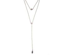 PUYUNA 925 Sterling Thin Elegent Necklace Double Layer Delicate Enamel Turkish Lariat Choker(2)