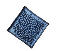 PUYUNA Ceramic Dinner Plate Snack 8. Inches Square Premium Embossed Design Versatile Gadget Serving Appetizers Chic Stylish Tableware for Home Everyday Use