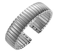 PUYUNA Elastic Metal Watch Band Stretch Expansion Stainless Steel Strap Silver Wristband 17mm 20mm Bands(Matte Silver,17mm)