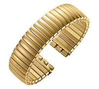 PUYUNA Elastic Metal Watch Band Stretch Expansion Stainless Steel Strap Silver Wristband 17mm 20mm Bands(Matte Gold,20mm)