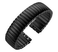 PUYUNA Elastic Metal Watch Band Stretch Expansion Stainless Steel Strap Silver Wristband 17mm 20mm Bands(Matte Black,17mm)