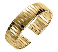 PUYUNA Elastic Metal Watch Band Stretch Expansion Stainless Steel Strap Silver Wristband 17mm 20mm Bands(Polished Gold,17mm)