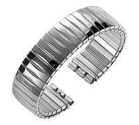 PUYUNA Elastic Metal Watch Band Stretch Expansion Stainless Steel Strap Silver Wristband 17mm 20mm Bands(Polished Silver,20mm)