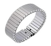 PUYUNA Elastic Stretch Strap Stainless Steel Watch Band Metal Bracelet Expansion Wristband Replacement Belt 20mm 22mm(Silver,20MM-L)