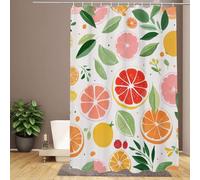 PUYUNA Lemon Shower Curtains for Bathroom 180 x 220 cm Large Curtain Green 3D Waterproof Polyester Fabric with 12 Rings and Weighted Hem, Quick-Drying Home Outdoor Garden Decor R-480(W150xL200 cm)