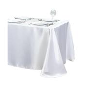 PUYUNA Satin Table Cloth Wedding Tablecloth Rectangular Black Overlay Cover Champagne Party Dinner Banquet Decoration(White,145X275CM)